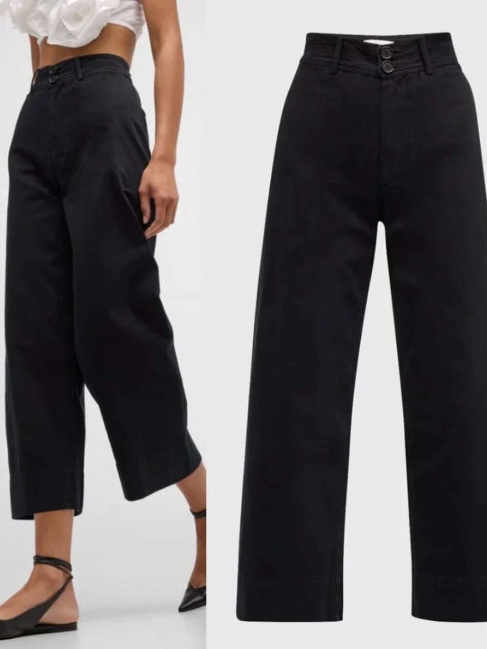 Classic High-Waist Wide Leg Pants - Black